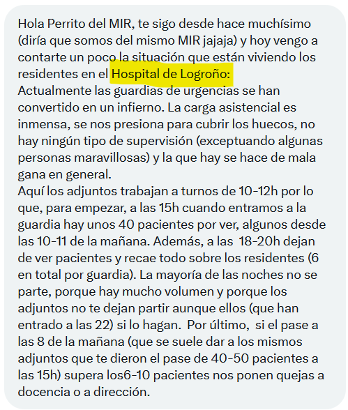 PerritoDelMir's tweet image. ‼️ Lo de las urgencias del hospital de Logroño es DE TRACA. No importan ni los pacientes, ni la supervisión, formación o salud de los residentes. Y ENCIMA con amenazas a dirección/docencia 💀💀
