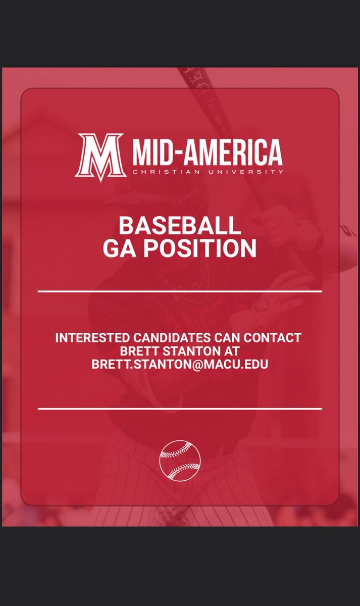 MACU Baseball is looking for qualified candidates for multiple GA Positions! Please email your resume to  Brett.stanton@macu.edu to apply #defendtheM <a href="/NAIABall/">NAIA Ball</a>
