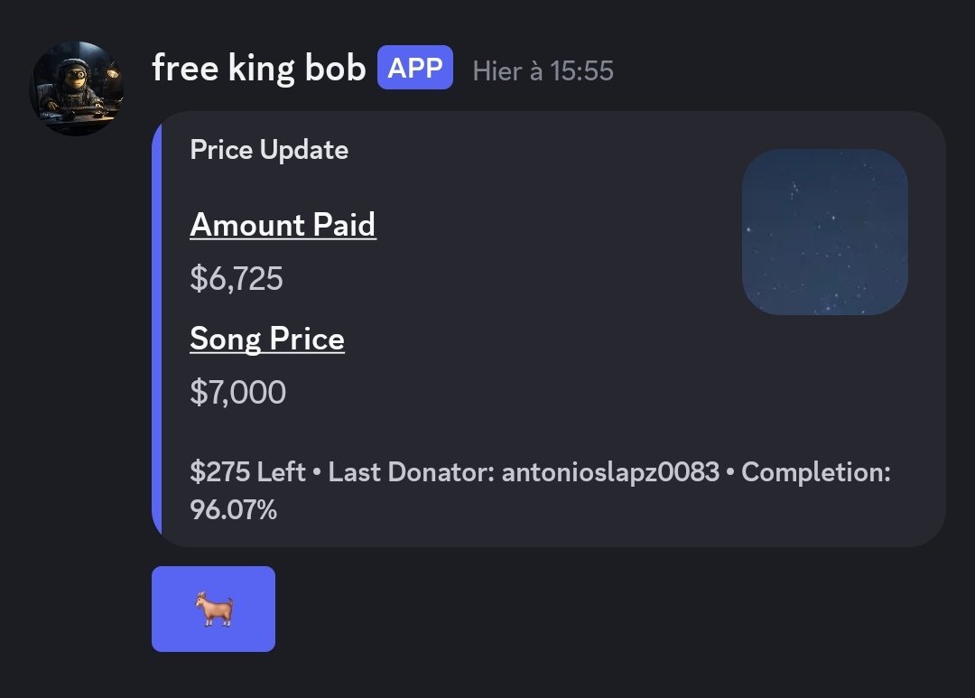 275$ left if it's not done in the next couple minutes we ain't getting it today