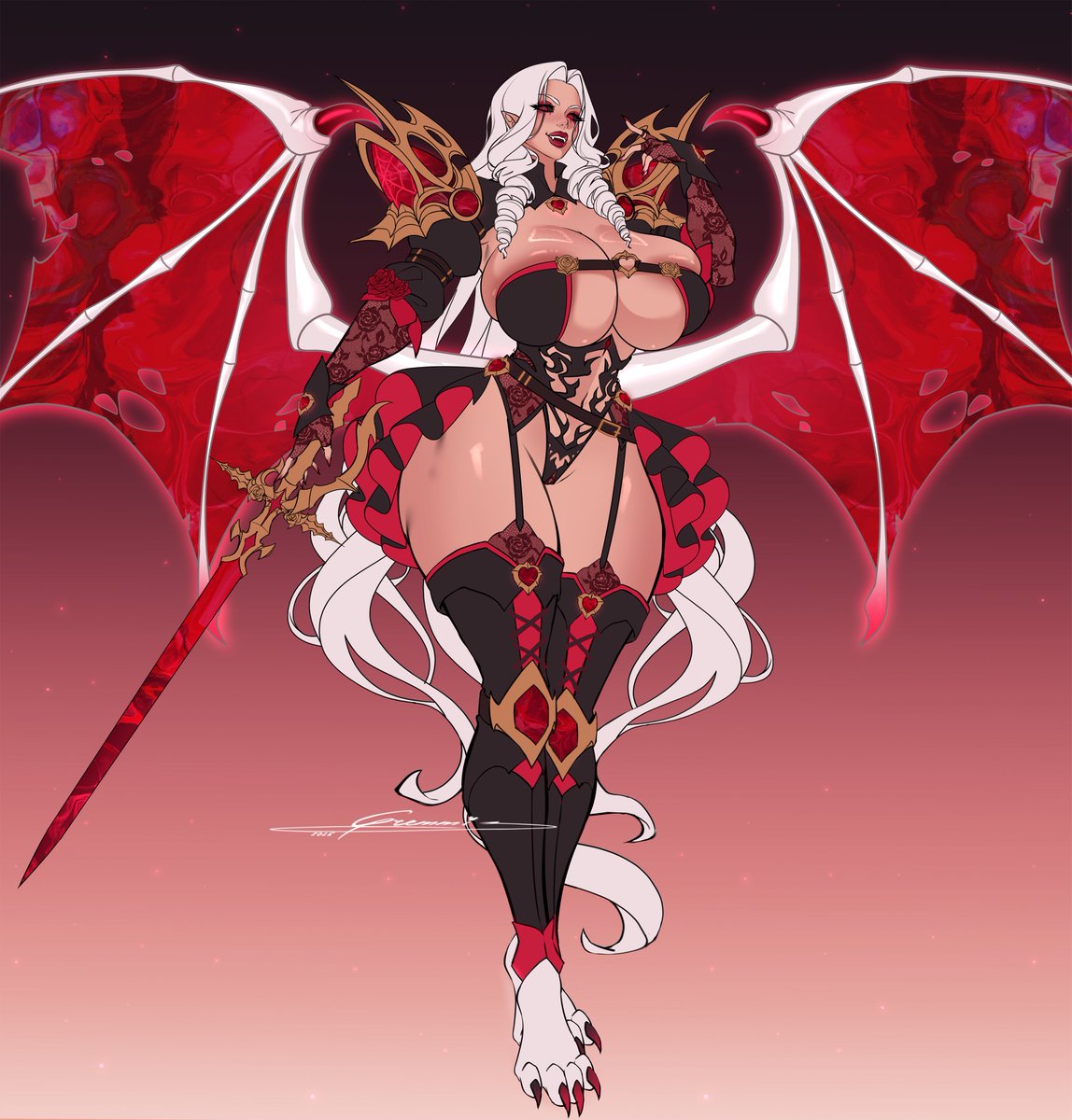 New adoptable auction🦇
🩸Vampire Princess of Ancient Blood🩸

❗️She's available for pre-order by DM❗️
(Her Pre-order includes nude and special extra form for normal and for nude, commercial use, psd, small changes allowed)