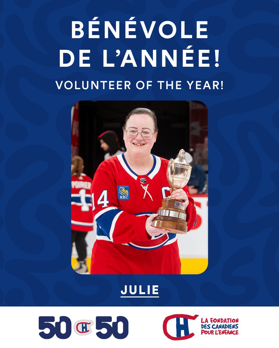 Félicitations à Julie Brisebois, notre bénévole de l'année!

Elle est incontournable dans notre équipe du 50/50, détentrice du record de ventes en une soirée, et brille auprès des clients comme de ses pairs. Cette saison, elle a participé à plus de 40 matchs. ⭐️