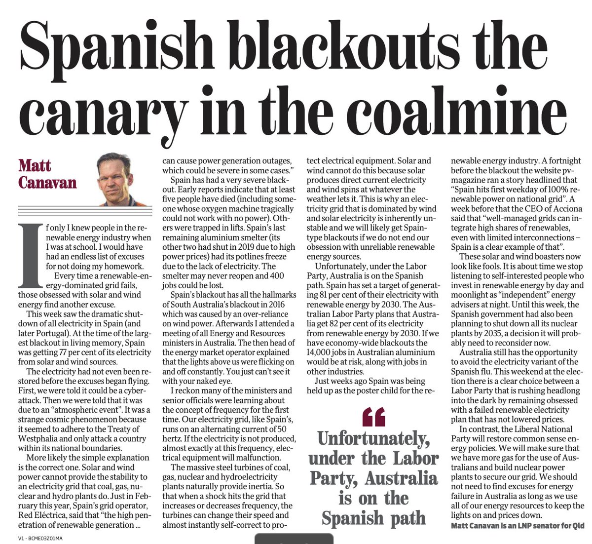 We need to vote for real power solutions like gas and nuclear this week to avoid the electricity variant of the Spanish flu.

More in the <a href="/couriermail/">The Courier-Mail</a> today.