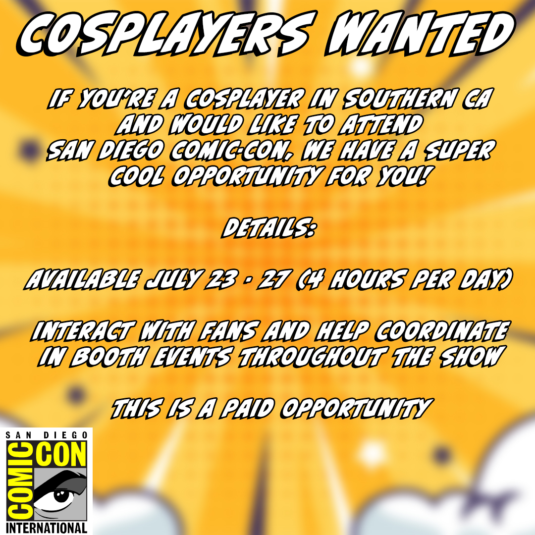Super cool opportunity if you're a cosplayer and want to attend San Diego Comic-Con! Email me at hello(at)neveraminute(dot)com if you're interested!