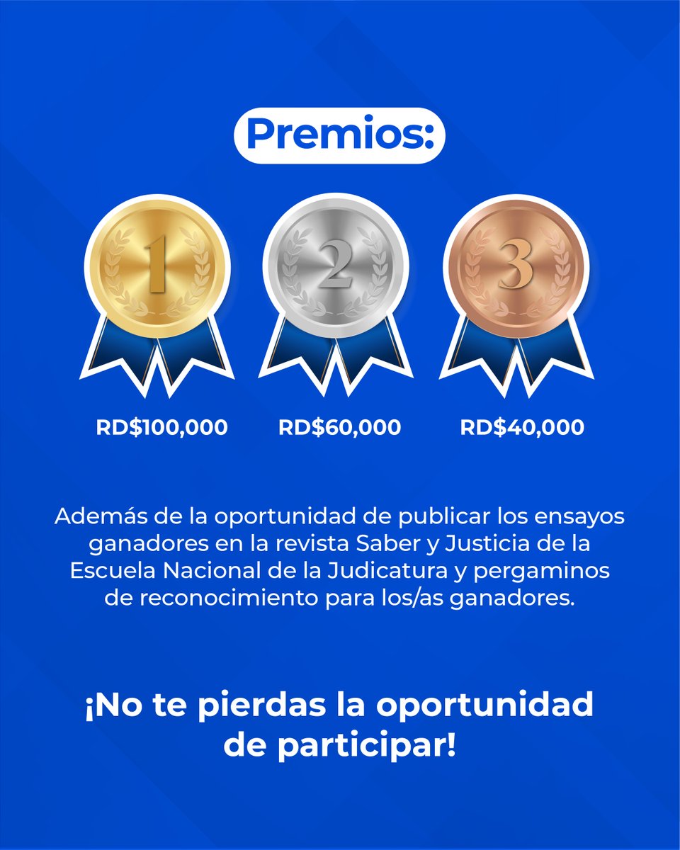 ¡Atención participantes!

Se extiende la fecha de recepción de ensayos del XIX Concurso Nacional de Ensayos sobre el Código Iberoamericano de Ética Judicial.

Nuevo plazo: martes 6 de mayo de 2025.
Tema: La Objeción de Conciencia y la Ética Judicial.