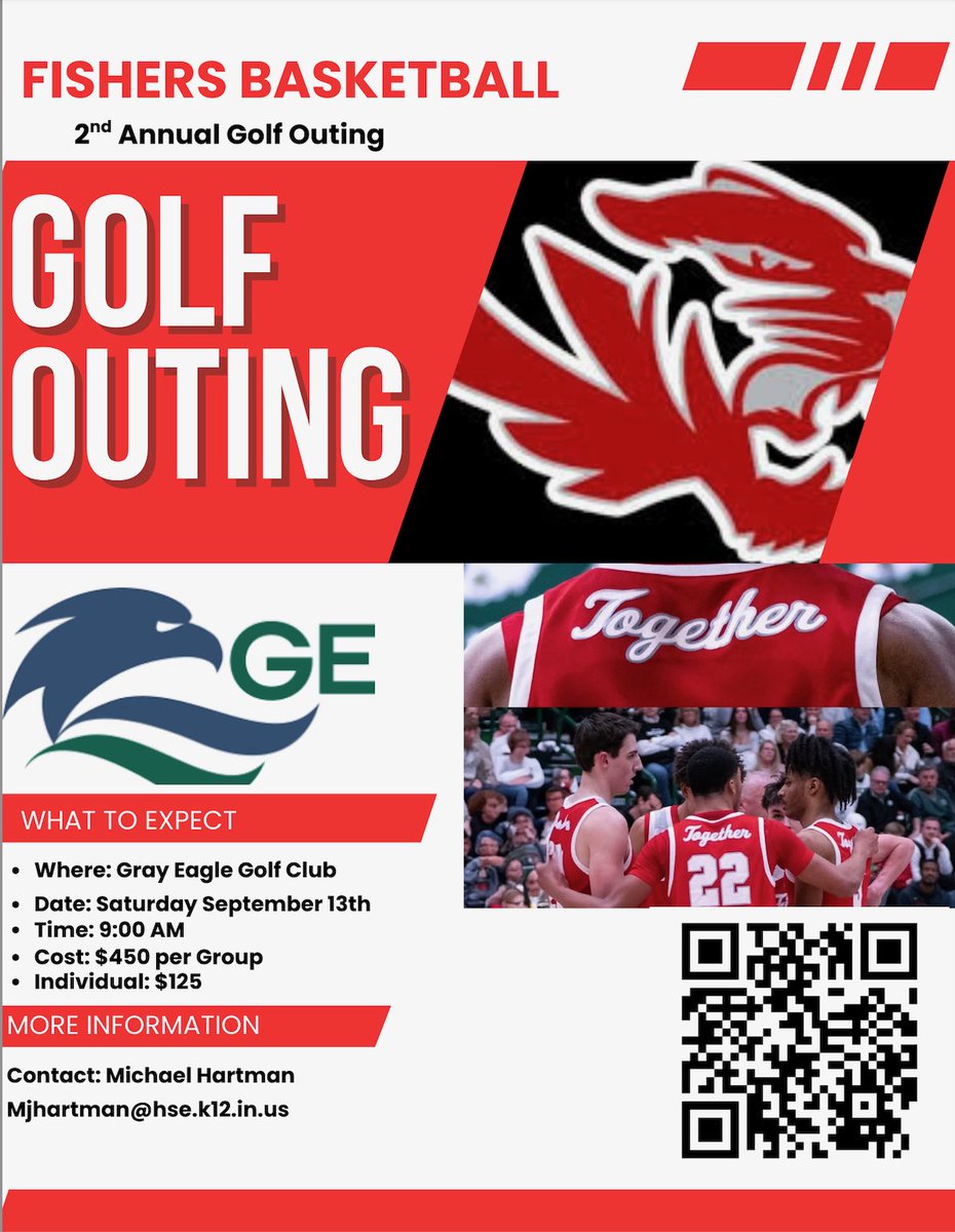 MARK YOUR CALENDARS ⛳️

Our 2nd Annual Golf Outing will be this fall, Sat. Sep 13th at Gray Eagle Golf.

SPONSORS: Businesses who would like to support scan QR code below for options! 

TEAMS/PLAYERS: QR code to register. 

Come support the Tigers &amp; have a fun day of Golf!