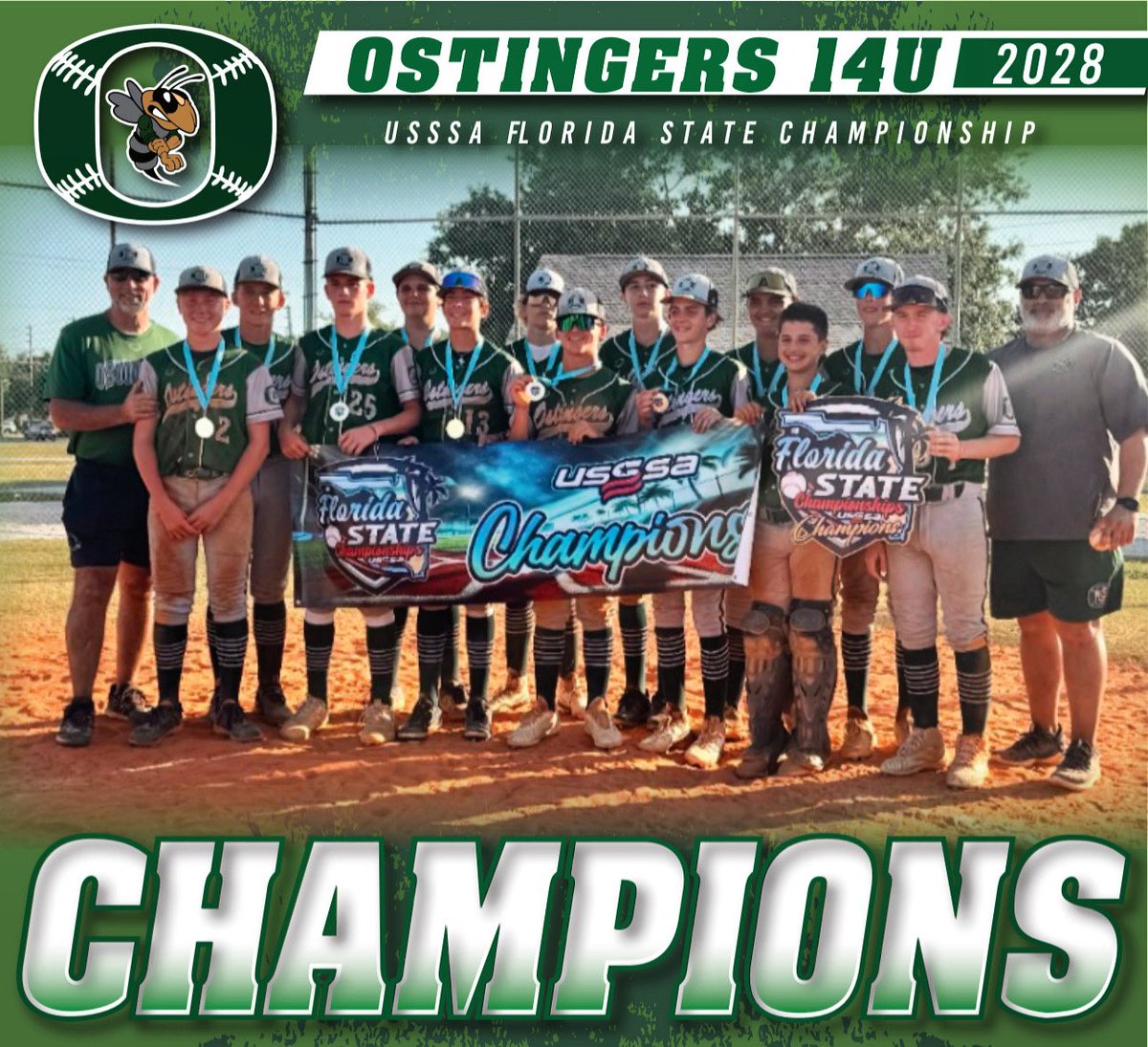Congratulations to the Ostingers Baseball Club 14u Black for their USSSA AAA State Championship run this weekend. 

Team battled hard on Sunday to win 3 and get the W! 

Keep getting 1% Better!!

#poweroftheO #noshortcuts