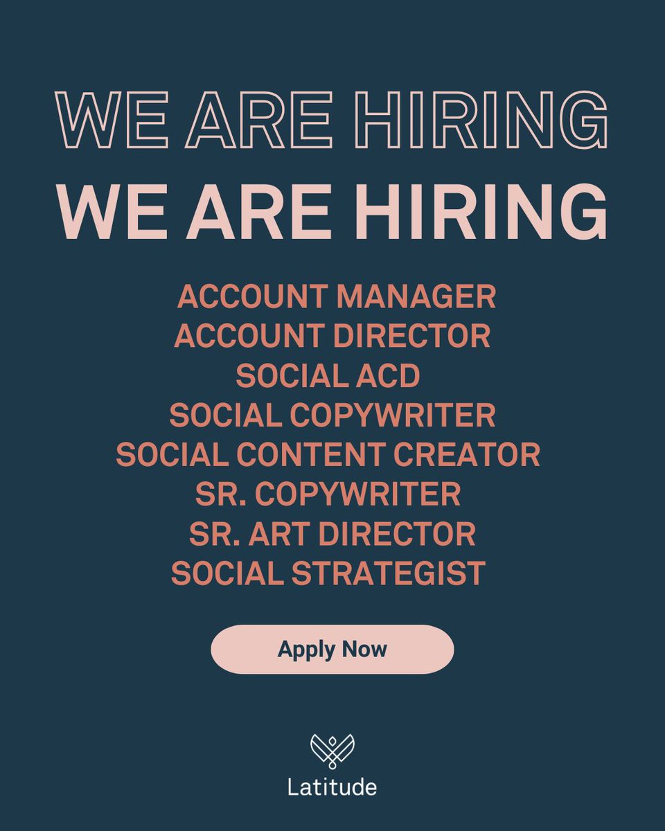 Maybe you've noticed that <a href="/Latitude/">Latitude</a> is on a hiring spree? After growing 108% over the past 2 years, they’re expanding their team to support a new capabilities and clients. Learn more, apply here, and tell 'em we sent you. themplsegotist.com/job
#NowHiring #JobAlert #CreativeJobs
