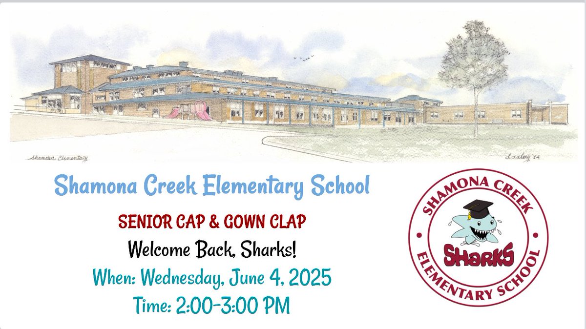 We cannot wait for one of our most favorite days of the year! Calling all Shamona Sharks who are graduating from East, West and Stem this year! We cannot wait for you to come back and visit!  Retired/former Teachers who taught the class of 2025–Please join us as well. 
❤️🦈