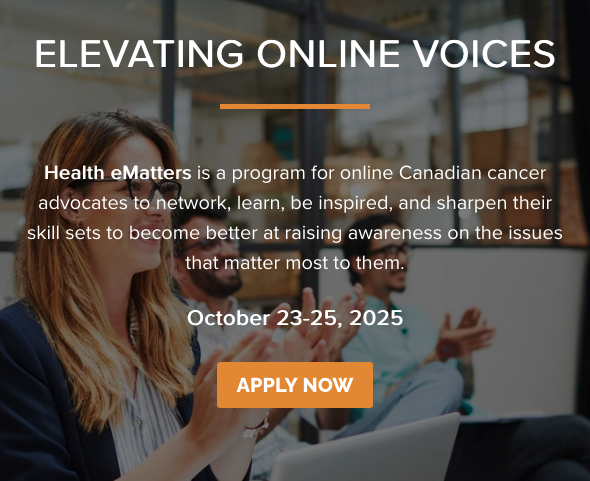 Now accepting applications for the 5th Annual Health eMatters Conference! This in-person event will be held in Toronto, this fall, to foster real life connections between cancer advocates.
 
 For more information or to apply: healthematters.ca