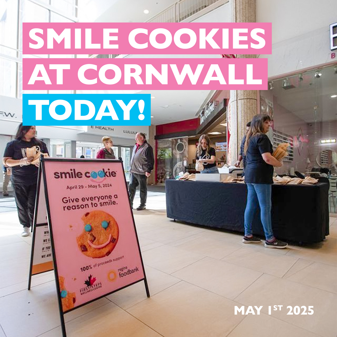 Regina Food Bank (@reginafoodbank) on Twitter photo Get ‘em while they’re hot! 🍪 Today from 11:30am onwards we’ll be handing out Smile Cookies at Cornwall Centre!
Stop by to grab a sweet treat – Smile Cookies are also available for purchase so you can take a box back to work for your colleagues!
Thank you <a href="/CornwallCentre/">Cornwall Centre</a>! Get ‘em while they’re hot! 🍪 Today from 11:30am onwards we’ll be handing out Smile Cookies at Cornwall Centre!
Stop by to grab a sweet treat – Smile Cookies are also available for purchase so you can take a box back to work for your colleagues!
Thank you <a href="/CornwallCentre/">Cornwall Centre</a>!