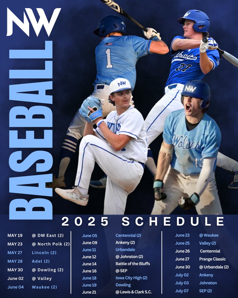 NWWolvesBB's tweet photo. 2025 Baseball Schedule - Home - Away https://t.co/DJTAvUTJC4