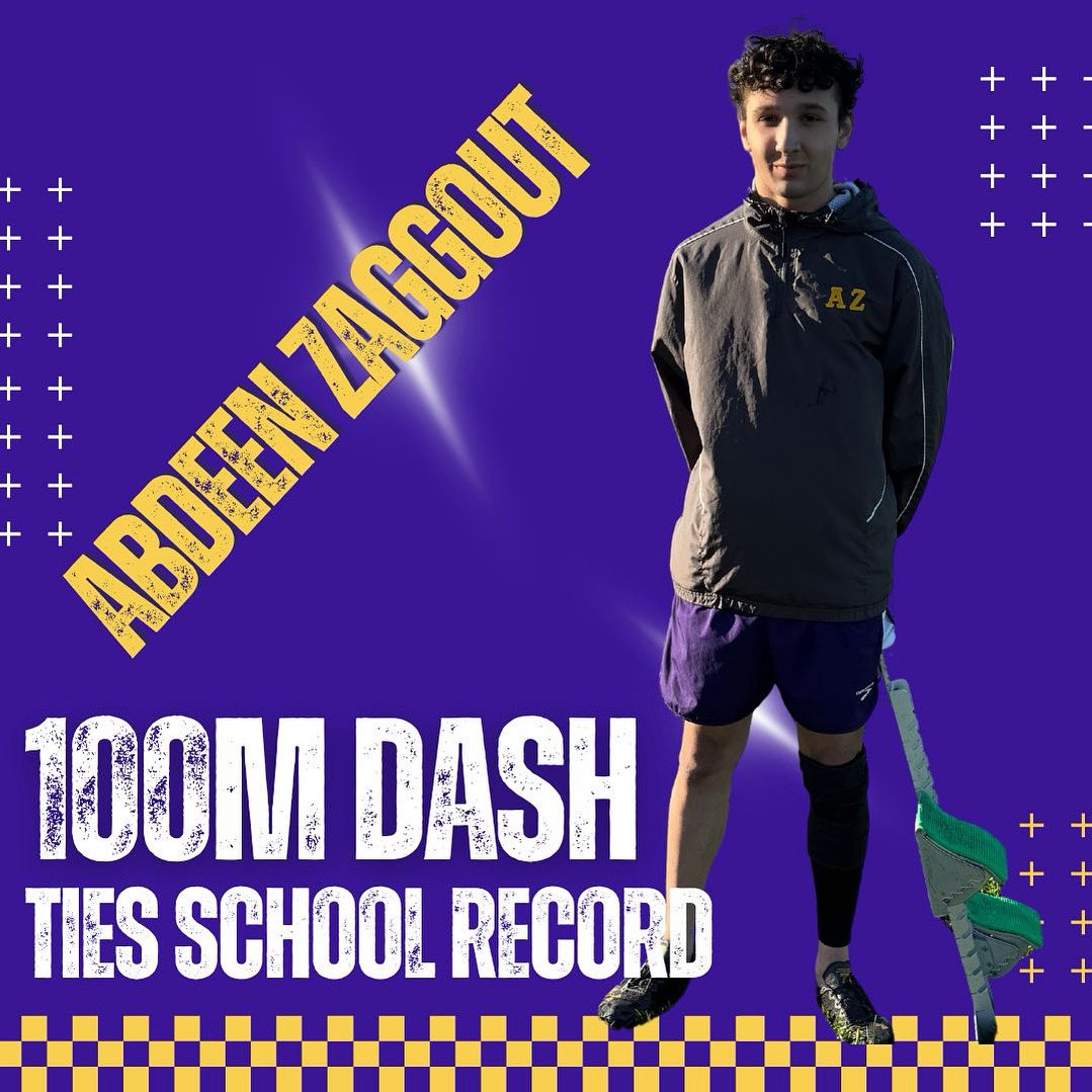 Congratulations to Abdeen Zaggout, who tonight, tied the school record in 100m dash. Abdeen equalled the record of 11.4 which was set by Chaka Wilson in 1986. #purpledevilpride #purpledevil4life