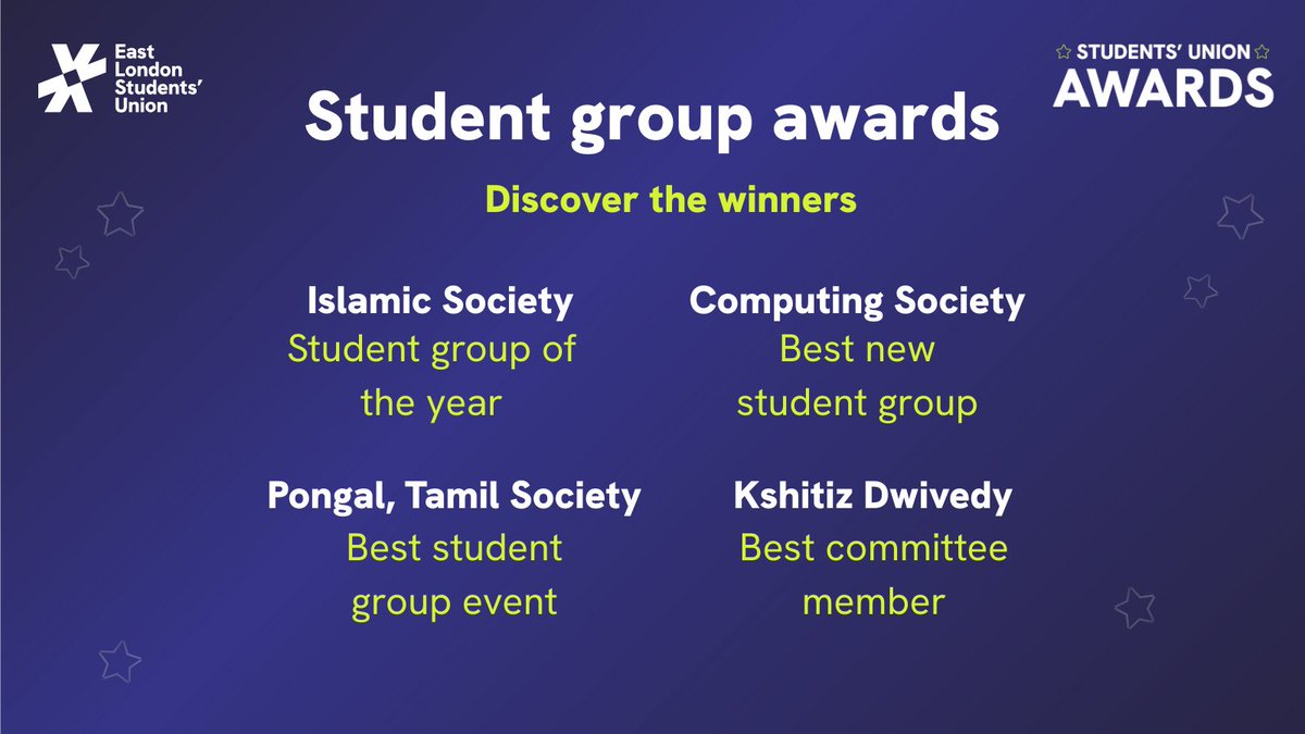 Last but not least were the student group awards, our way of honouring the groups that go above and beyond to create community and fun on campus. 

Congrats to our winners - thank you for everything you do!