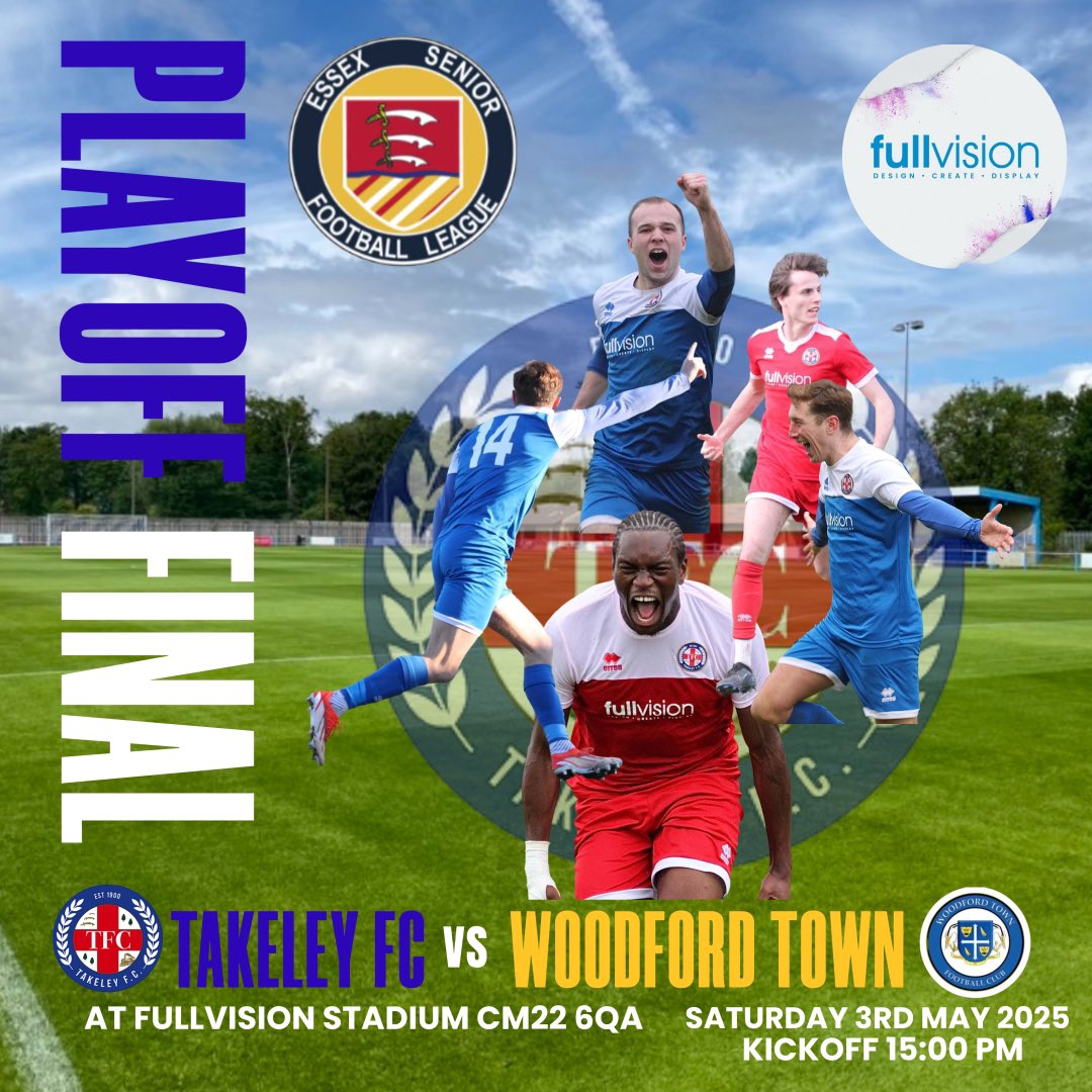 Takeley_FC (@takeley_fc) on Twitter photo Saturday we entertain <a href="/WoodfordTownFC/">Woodford Town FC</a> in <a href="/EssexSenior/">Essex Senior League</a> PLAY OFF FINAL KO 3 pm
You‘be been with us ALL SEASON you won’t want to MISS THIS GAME it will be a CRACKER
Doors open 2 pm with full bar refreshments & food available
Adults £8
Concessions £4
11-16 yrs £4
U10 FREE Saturday we entertain <a href="/WoodfordTownFC/">Woodford Town FC</a> in <a href="/EssexSenior/">Essex Senior League</a> PLAY OFF FINAL KO 3 pm
You‘be been with us ALL SEASON you won’t want to MISS THIS GAME it will be a CRACKER
Doors open 2 pm with full bar refreshments & food available
Adults £8
Concessions £4
11-16 yrs £4
U10 FREE