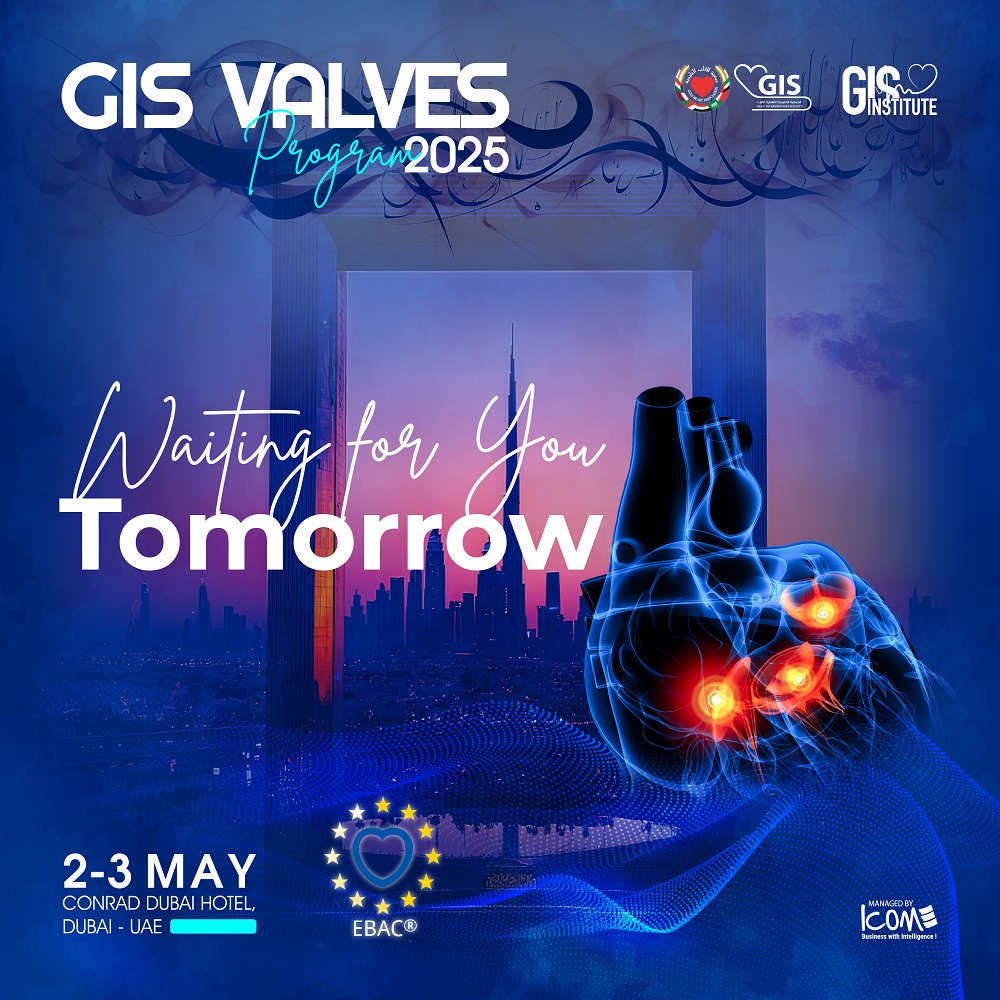 Tomorrow’s the Day!
This is your final chance to be part of the region’s most anticipated interventional cardiology event — GIS Valves 2025 — and earn 14 CME hours!
Happening at the Conrad Dubai Hotel, the program features top-tier experts, cutting-edge science, and immersive