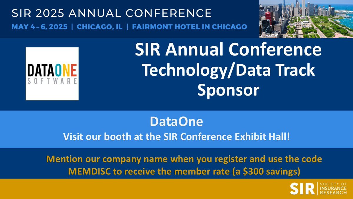 DataOneSoftware's tweet image. The SIR Conference is almost here! Visit DataOne to see how our vehicle data solutions support insurers with real-time data for underwriting and claims. #SIRAC55 #societyofinsuranceresearch #insuranceresearch #DataOneSoftware