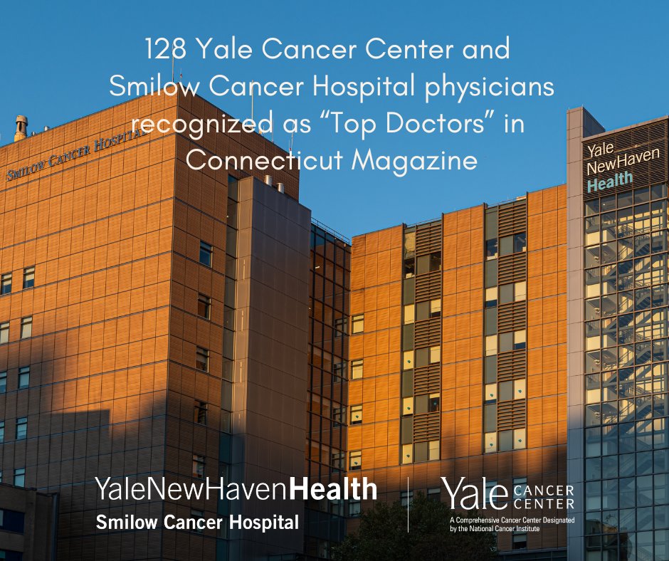 Smilow Cancer Hospital (@smilowcancer) on Twitter photo We are proud to announce that 128 physicians from <a href="/YaleCancer/">Yale Cancer Center</a> and <a href="/SmilowCancer/">Smilow Cancer Hospital</a> were recognized as “Top Doctors” in <a href="/connecticutmag/">Connecticut Magazine</a>.
Read the complete list: bit.ly/3YsqHS1
#topdoctors <a href="/YaleMed/">Yale School of Medicine</a> <a href="/YNHH/">Yale New Haven Hosp</a> We are proud to announce that 128 physicians from <a href="/YaleCancer/">Yale Cancer Center</a> and <a href="/SmilowCancer/">Smilow Cancer Hospital</a> were recognized as “Top Doctors” in <a href="/connecticutmag/">Connecticut Magazine</a>.
Read the complete list: bit.ly/3YsqHS1
#topdoctors <a href="/YaleMed/">Yale School of Medicine</a> <a href="/YNHH/">Yale New Haven Hosp</a>