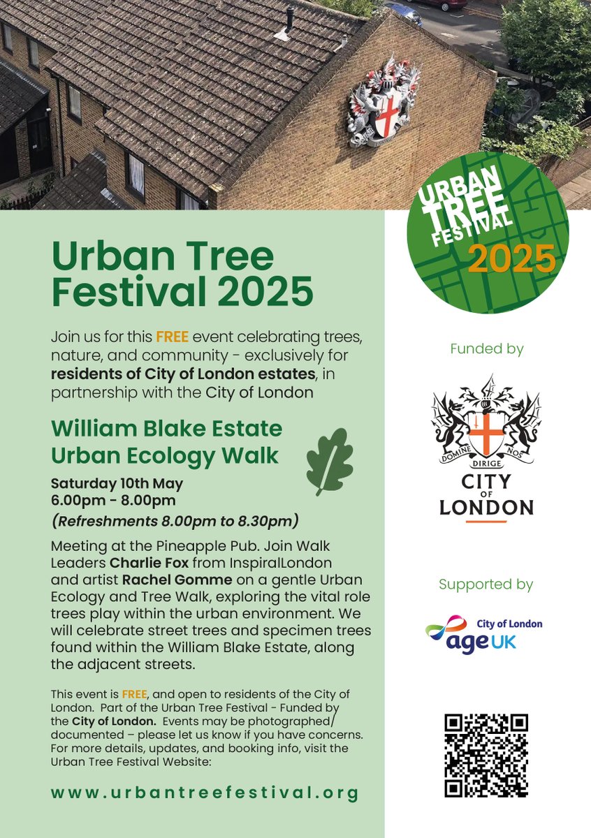 🌳 Are you a City of London resident? Join our free Urban Ecology &amp; Tree Walk with Inspiral's Charlie &amp; artist Rachael Gomme! Discover how trees shape our city + enjoy refreshments afterwards! <a href="/COLHousing/">City of London Corporation Housing</a> <a href="/InspiralLondon/">InspiralLondon</a> <a href="/rachelgomme/">Rachel Gomme</a>