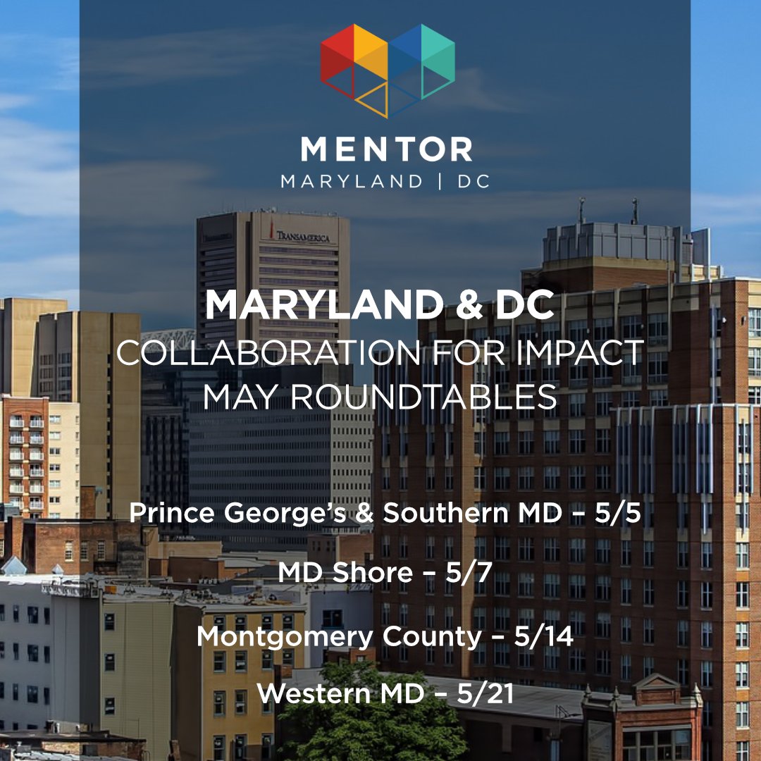 Join us in May as we celebrate nice weather and roundtables! Get out in the sun and soak up the rays, then come hang out with us!  Prince George &amp; Southern MD we're looking forward to next week! #MentoringAmplifies #MDDCRoundtables

Join us at: bit.ly/MDDCRoundtables