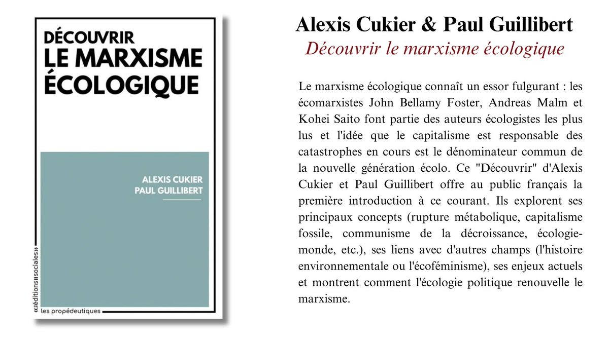 2° : « Découvrir le marxisme écologique », signé Alexis Cukier et Paul Guillibert.