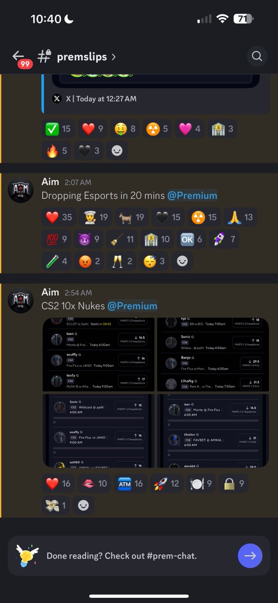 cdl_aim's tweet photo. PREMIUM CASHED 2/4 ESPORTS 10x NUKES😮‍💨💰🧘🏽‍♂️

We just sweeped NBA, now Esports, name a better capper?

PICKING RANDOM FOLLOWERS TO WIN $5,000 EACH WHO: 

LIKES, RTs &amp; COMMENTS BELOW🔥👇🏽

👇🏽80% OFF Lifetime Premium (25 spots)
https://t.co/0mtnLYwtSz

#AimsHQ #PrizePicks #CS2 https://t.co/I4Ing8k7Va