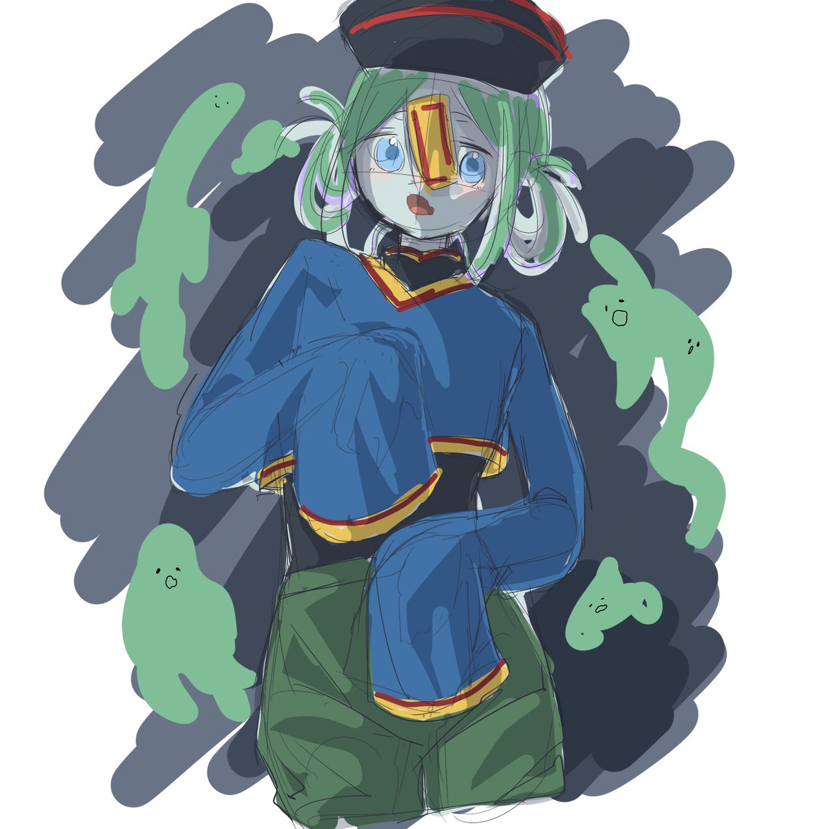 #イラスト 
描こうとしてるキョンシーもどきちゃん