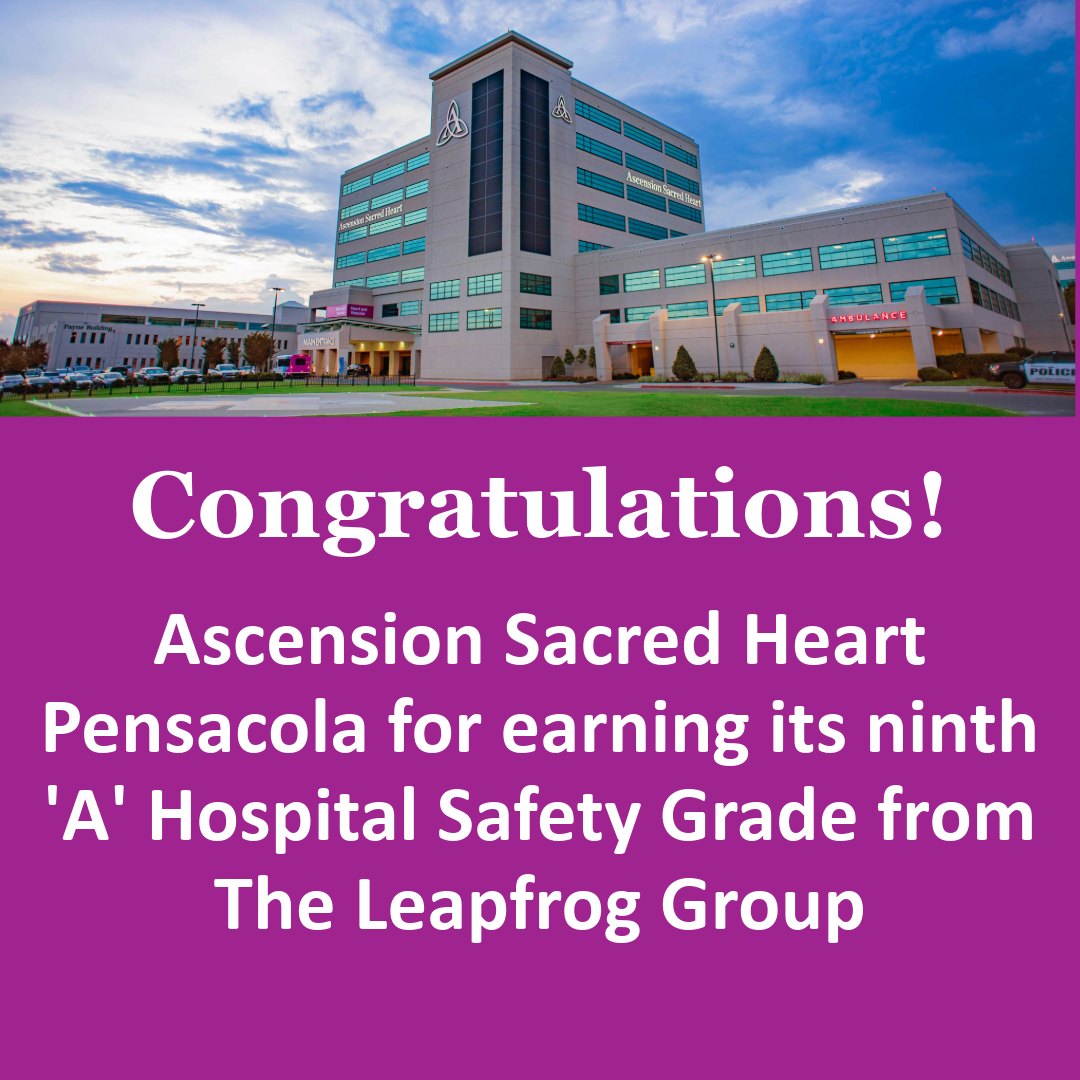Ascension Sacred Heart (@shhpens) on Twitter photo Sacred Heart Pensacola earned an ‘A’ Hospital Safety Grade for the ninth consecutive time! Learn more at ascn.io/60182xMfo. Sacred Heart Pensacola earned an ‘A’ Hospital Safety Grade for the ninth consecutive time! Learn more at ascn.io/60182xMfo.