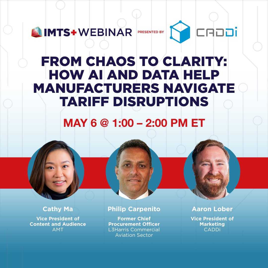 Join <a href="/L3HarrisTech/">L3Harris</a>, along with supply chain experts from <a href="/amtonline/">AMT</a> and <a href="/caddi_pr/">CADDi / キャディ株式会社</a>, for a strategic conversation on navigating shifting tariffs, global disruptions, and supply chain when uncertainty is no longer optional.

bit.ly/4igbZ7V