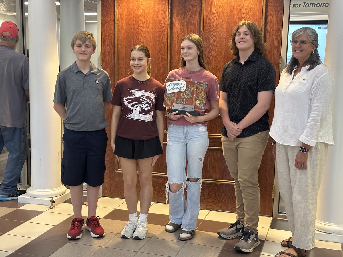 rucoschools's tweet photo. At last week's Rutherford County Board Meeting, Eagleville Jr. Beta Club was recognized for their living literature recreation of βThe Great Mouse Plotβ that placed first at nationals in 2024.
#birdsflyinghigh
πΈ: Lawson Latta / Eagleville School https://t.co/m5SFc57Ziu