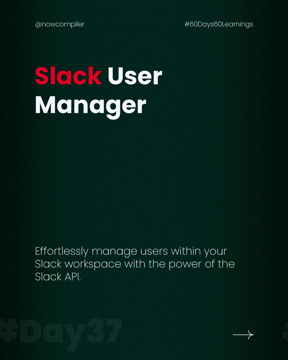 NowCompiler's tweet image. Effortlessly manage users and their profiles within Slack using the Slack API! Invite, remove, and modify profiles with ease. #SlackAPI #UserManagement #Teamwork #NowCompiler