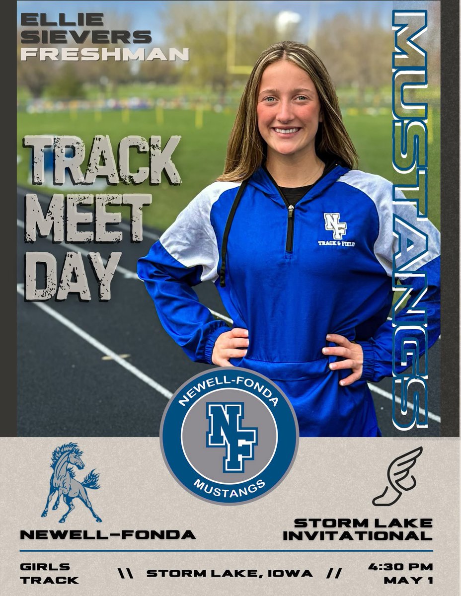 🏃‍♀️ GIRLS TRACK MEET DAY
Storm Lake Invitational
🆚 Storm Lake St. Mary's Panthers
🆚 Carroll Tigers
🆚 Humboldt Wildcats
🆚 OABCIG Falcons
🆚 Emmetsburg E-Hawks
🆚 Storm Lake Tornadoes
🆚 Pocahontas Area Indians
📍 Storm Lake, IA
📅 5.1.25
🕓 4:30 PM
#newellfonda