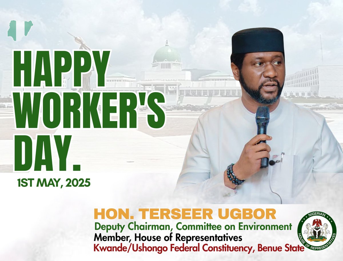 TerseerUgbor's tweet photo. As we celebrate the 2025 Workers Day, I draw inspiration from the resilience and steadfastness of the Nigerian worker. 

Either in the civil service or public service, on our farmlands, classrooms, military and paramilitary services, etc, your work is indispensable to national progress, stability and development. 

I wish you strength and patriotic zeal in the discharge of your duties. 

Happy Workers Day!

TU.