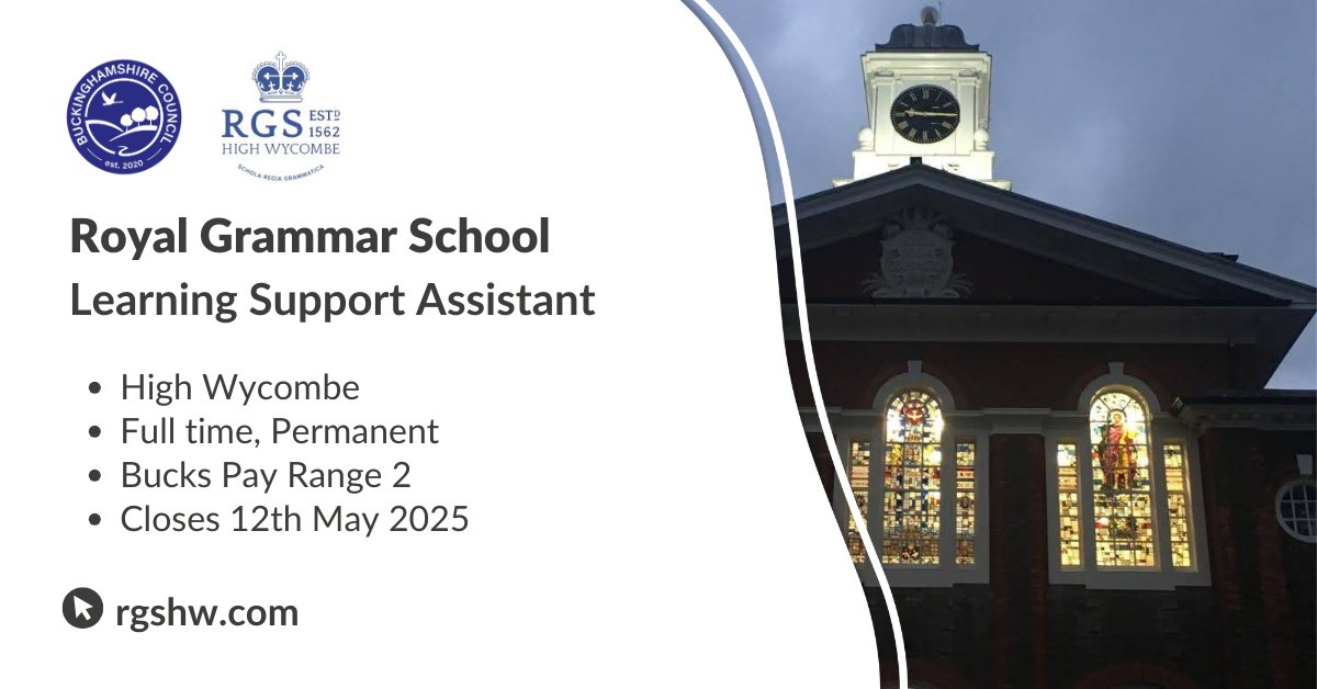 teachbucks's tweet image. The Royal Grammar School are seeking a Learning support Assistant to join their School. Find out more here: ow.ly/P7Be50VLabE
#LearningSupportAssistant #LearningSupport #JobsinSchools #EducationJobs #Education #Schools #Learning #SupportJobs #TeachLife #TeachBucks