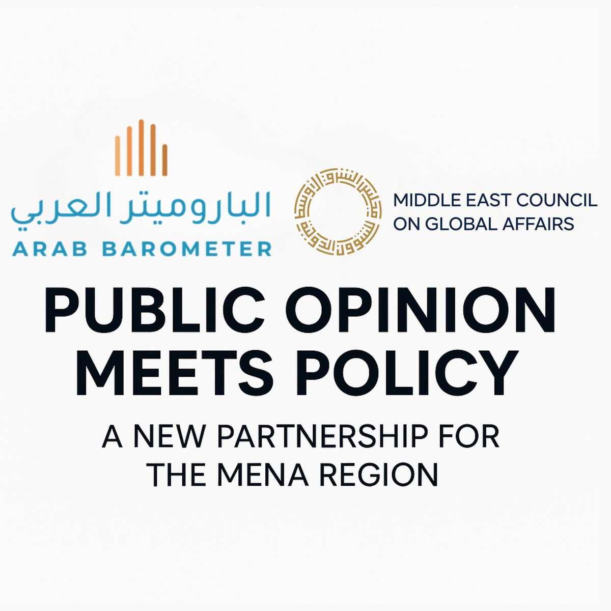 1/ Honored to share a new partnership between <a href="/ME_Council/">Middle East Council on Global Affairs</a> and <a href="/ArabBarometer/">الباروميتر العربي /Arab Barometer</a>—a collaboration I’ve been proud to help shape.

Together, we’re bringing credible, data-driven insight into the heart of policymaking across #MENA.

#PublicOpinion #MiddleEast #Politics #Economy #Climate