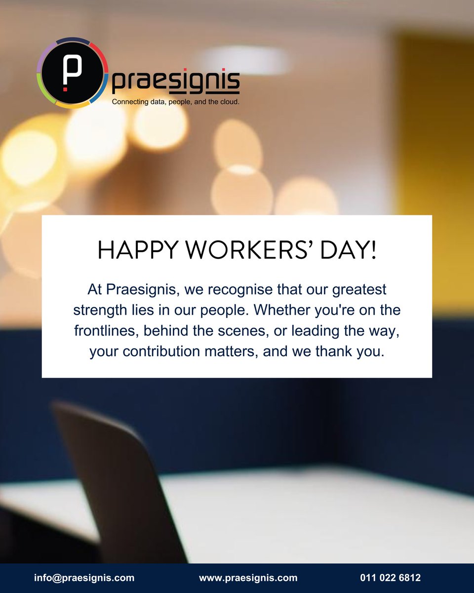 Happy Workers’ Day! 

Today, we celebrate the dedication, resilience, and hard work of every individual who keeps our communities, businesses, and country moving forward.

#WorkersDay #ThankYou #Teamwork #RespectAndRecognition #StrongerTogether