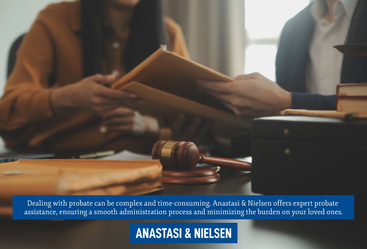 AnastasiNielsen's tweet image. Dealing with probate can be complex and time-consuming. Anastasi &amp;amp; Nielsen offers expert probate assistance, ensuring a smooth administration process and minimizing the burden on your loved ones. nielsenlawoffice.com #Probate #ProbateAssistance #Attorney