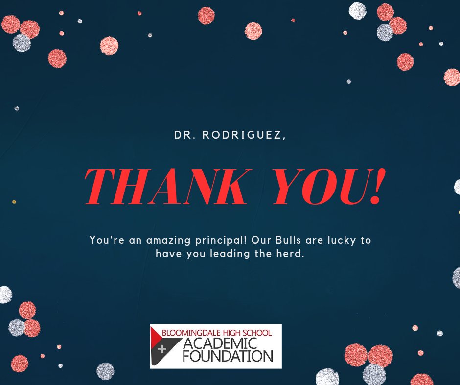 Happy May 1st - Principal Appreciation Day!  To our amazing principal, Dr. Rodriguez, thank you for your leadership, care and unwavering support! We appreciate you so much! ❤️🖤🤘
<a href="/BloomingdaleSHS/">Bloomingdale SHS</a> <a href="/HCPS_Snyder/">Thomas Snyder</a>