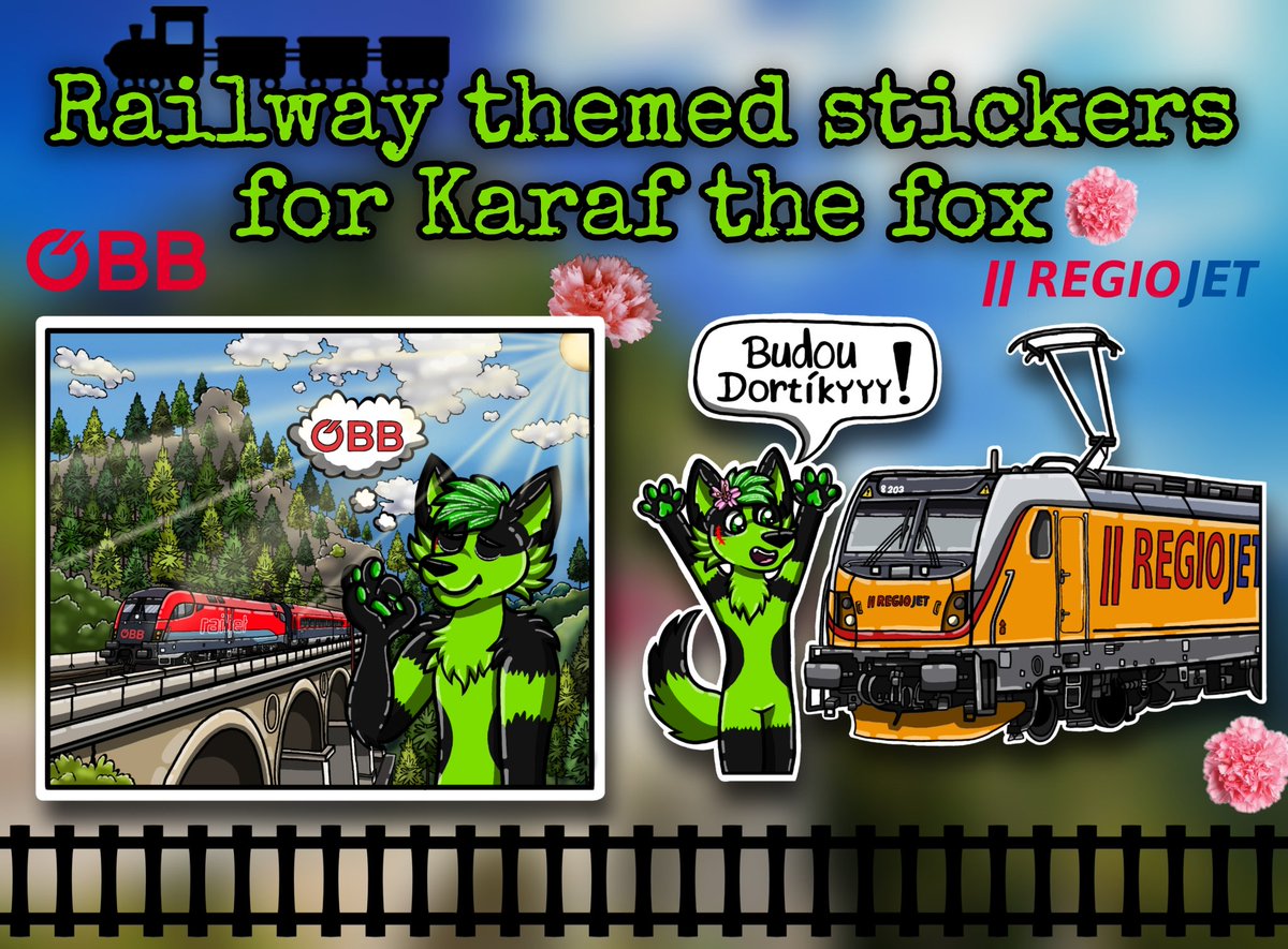 Another railway stickers for karafthefox (IG) 🚂💚🌺
Thank you for the patience with me and thanks that you did not give up and still supports me, it means a lot to me🙏🏻✨
If anyone would be interested, my commissions are open😊