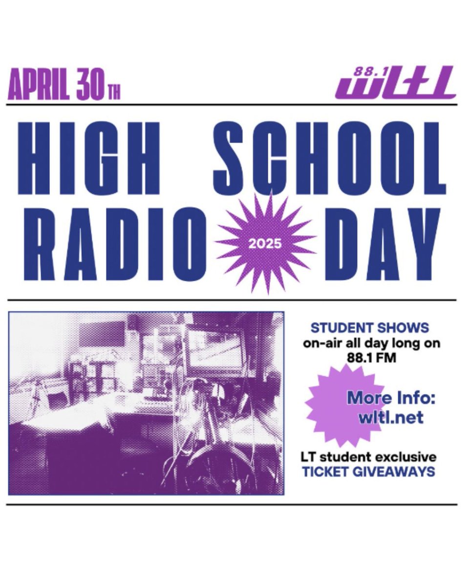 WLTL poster from yesterday’s High School Radio Day. If anyone has photos, videos or posters from yesterday, feel free to post them or send them to me. Thanks!