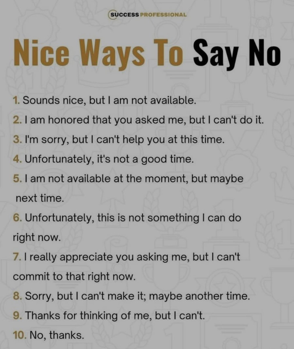 Nice Ways To Say NO :