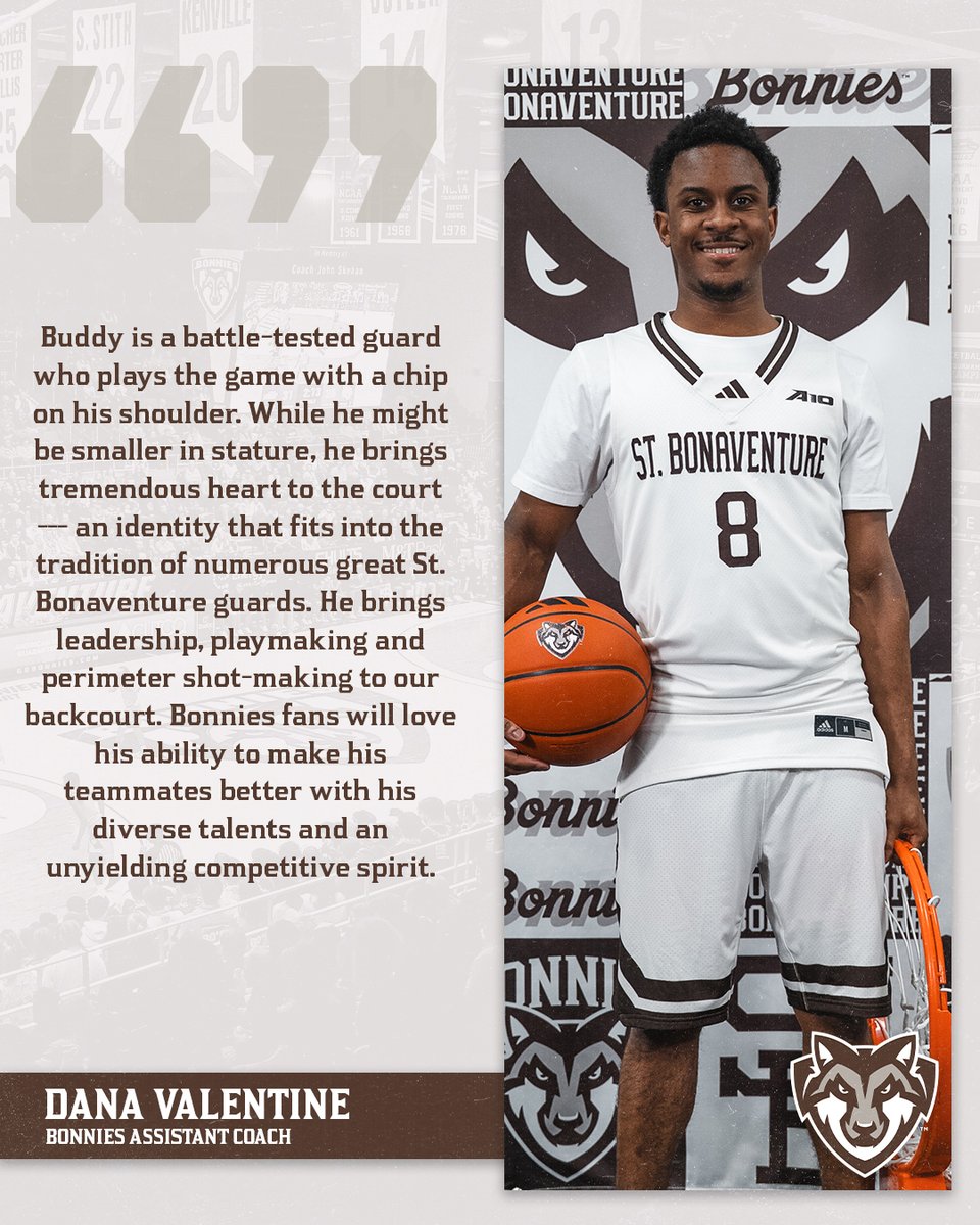 Bonnies Men's Basketball (@bonniesmbb) on Twitter photo “Bonnies fans will love his ability to make his teammates better with his diverse talents and an unyielding competitive spirit.”
🏀 Bonnies assistant coach <a href="/DanaJValentine/">Dana Valentine</a> “Bonnies fans will love his ability to make his teammates better with his diverse talents and an unyielding competitive spirit.”
🏀 Bonnies assistant coach <a href="/DanaJValentine/">Dana Valentine</a>