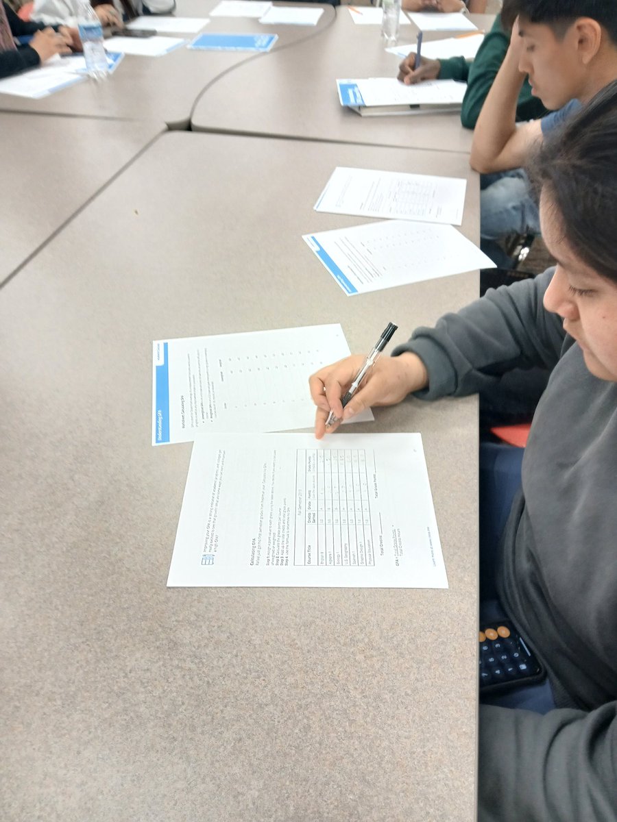 Wingate University mentor, Celina  Tovar, meets with Wayfind scholars to explore "calculating and understanding your GPA" <a href="/AGHoulihan/">Andrew G. Houlihan</a> <a href="/drjayjones/">Jay Jones</a> <a href="/WingateUniv/">Wingate University</a> <a href="/HSAMonroeMiddle/">HSA at Monroe Middle School</a>