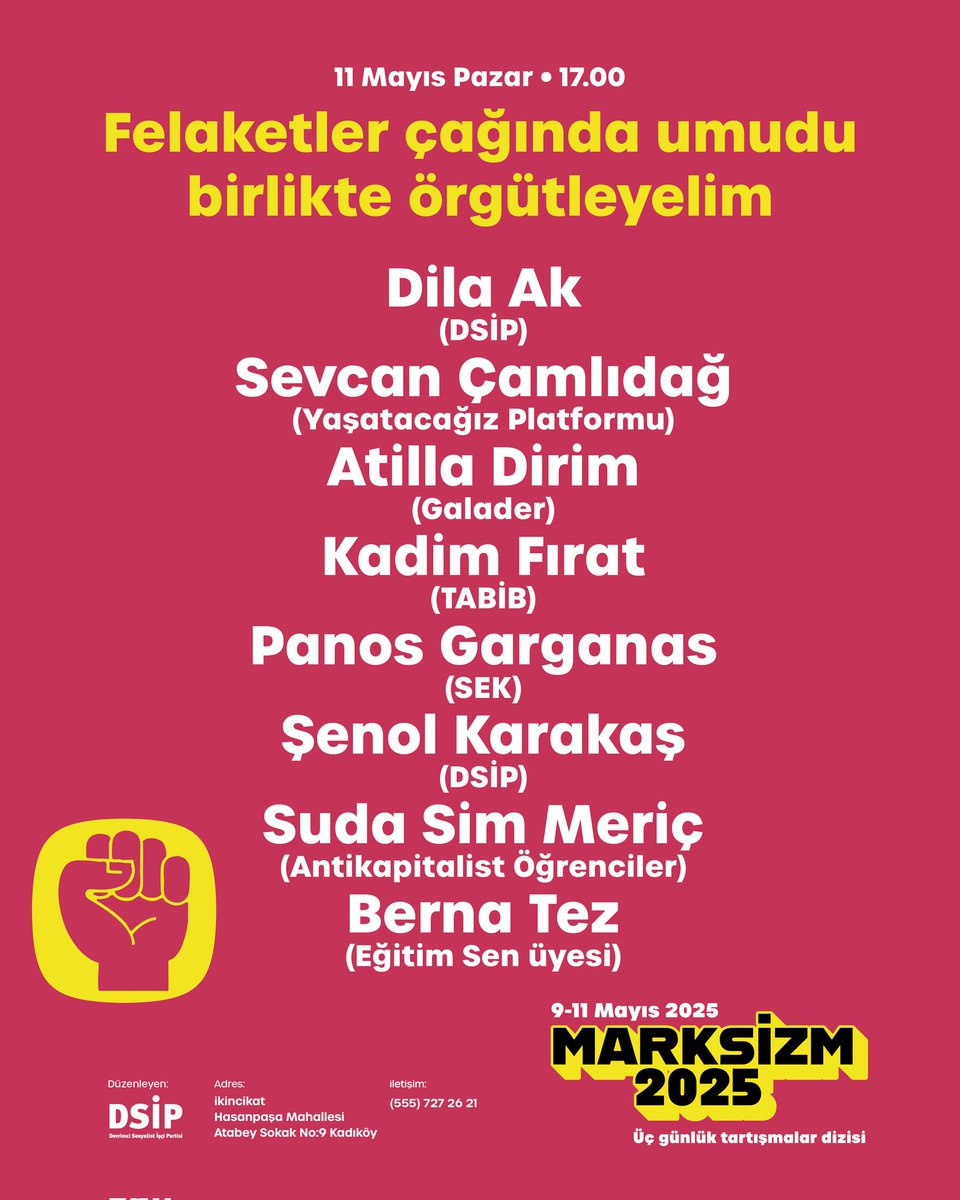 Sosyalizm, felaketlere karşı nasıl bir ortak mücadele zemini kurabilir ve bu mücadelenin sınıfsal bir karakteri nasıl oluşturulabilir?

Hepsini 11 Mayıs Pazar 17.00’de #Marksizm2025'te tartışıyoruz.

Programın tamamı:
marksist.org/marksizm-2025i…