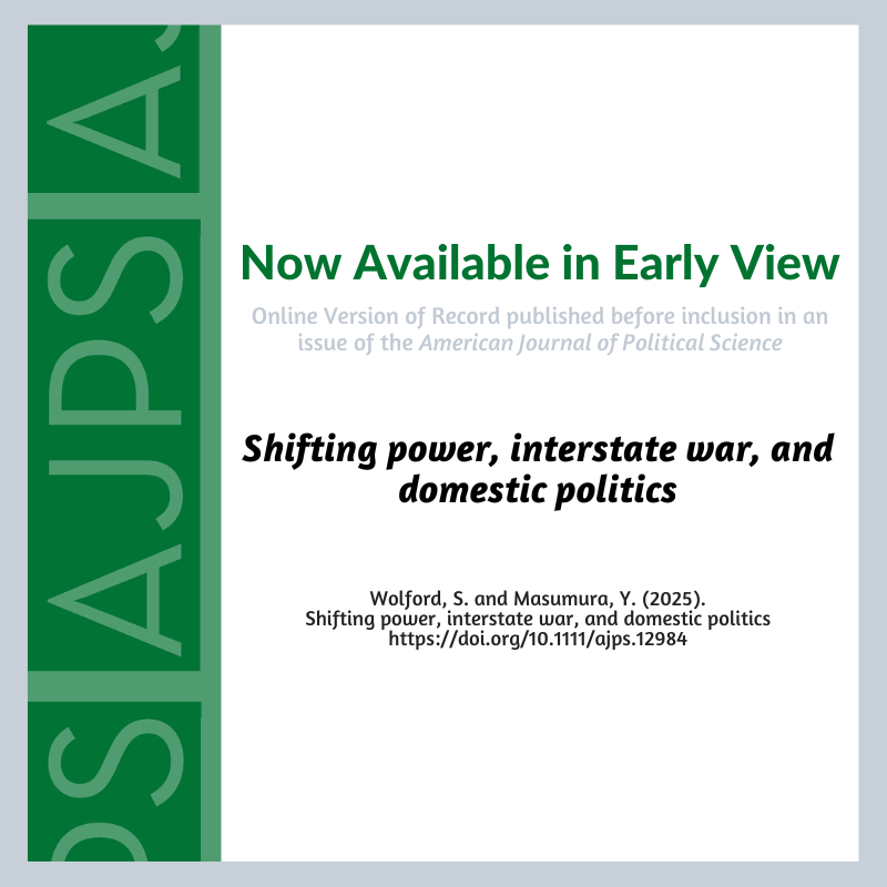 AJPS (@ajps_editor) on Twitter photo Shifting power, interstate war, and domestic politics by Scott Wolford and Yuji Masumura is now available in Early View. <a href="/yujimasumura/">Yuji Masumura</a> ajps.org/2025/04/30/shi… Shifting power, interstate war, and domestic politics by Scott Wolford and Yuji Masumura is now available in Early View. <a href="/yujimasumura/">Yuji Masumura</a> ajps.org/2025/04/30/shi…