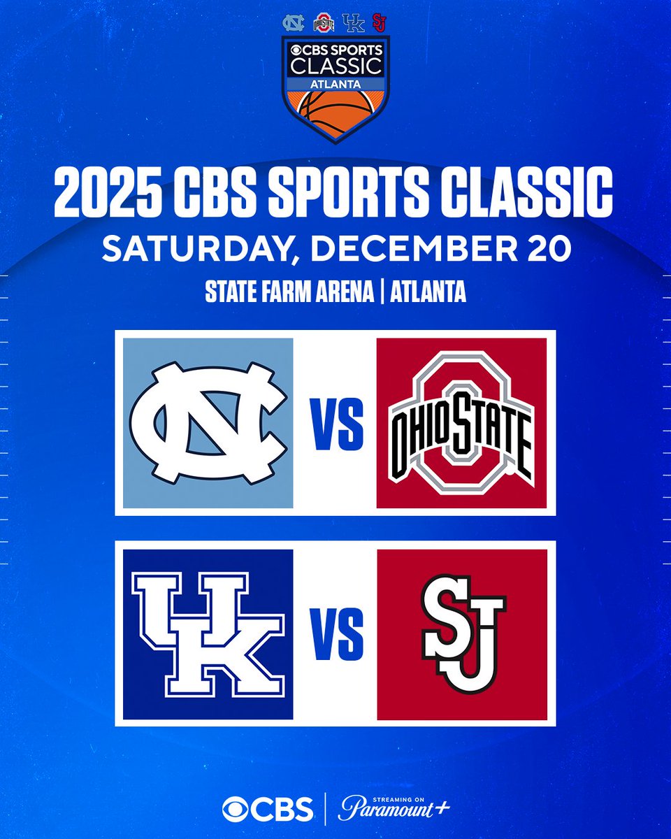 2025 CBS Sports Classic Matchups Announced

St. John’s joins this year’s elite doubleheader and will face Kentucky on Dec. 20 at State Farm Arena in Atlanta

Release: bit.ly/3RFIyRP