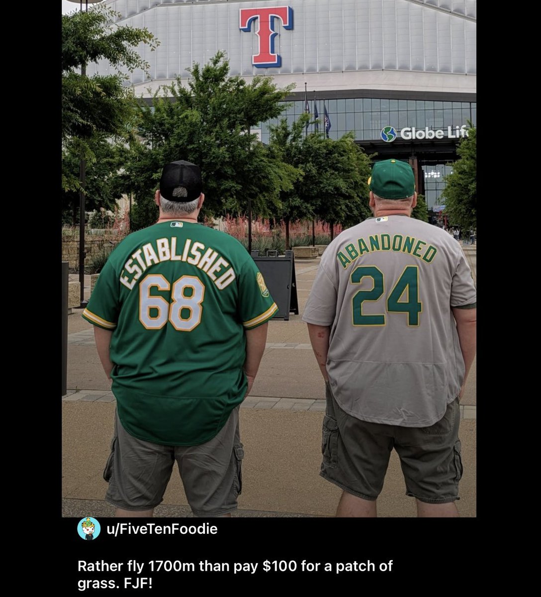 99% of former A’s fans have moved on—but if you’re still hanging on, this is how you do it.

Repping these jerseys without giving John Fisher a cent? That’s legendary.