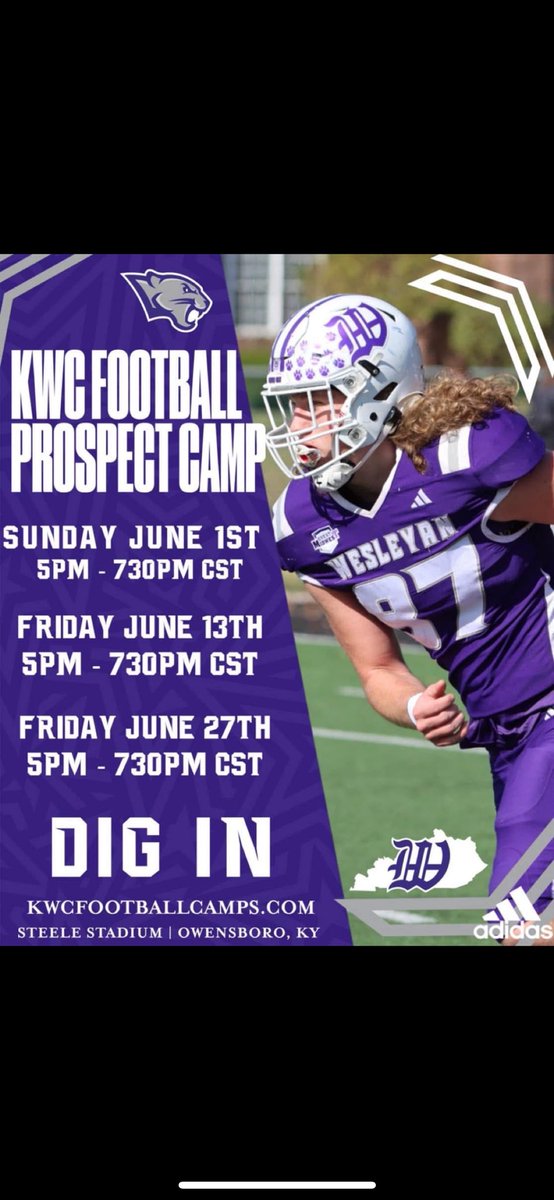 Future Panthers — it’s time to DIG IN!
Compete. Get coached. Get noticed.
KWC Prospect Camps: June 1, 13 &amp; 27
Register now: kwcfootballcamps.com
#KWCFootball #DigIn