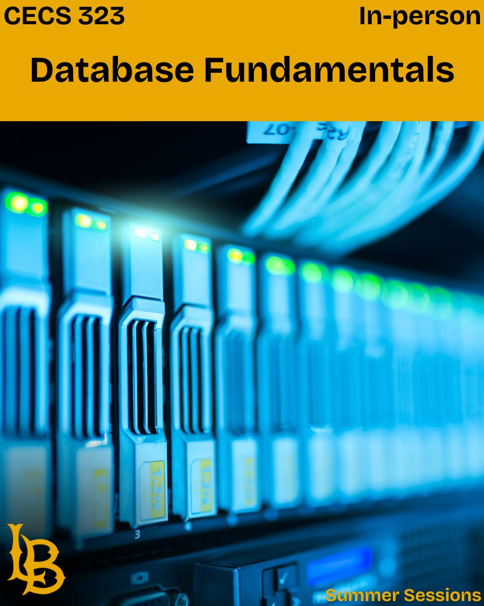 Unlock the power of data with CECS 323! 💻🗃️ Learn how to design, manage, and program databases using relational, document, and other modern models. Build real-world skills in data manipulation and application development. Enroll this summer! ☀️ #SummerSessions #CSULB #GoBeach