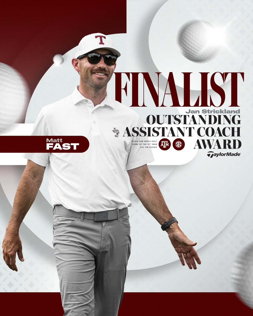 Texas A&M Men's Golf (@aggiemensgolf) on Twitter photo Congratulations to Coach Fast on being named a finalist for the Jan Strickland Outstanding Assistant Coach Award! π
#GigEm | <a href="/TaylorMadeGolf/">TaylorMade Golf</a> Congratulations to Coach Fast on being named a finalist for the Jan Strickland Outstanding Assistant Coach Award! π
#GigEm | <a href="/TaylorMadeGolf/">TaylorMade Golf</a>