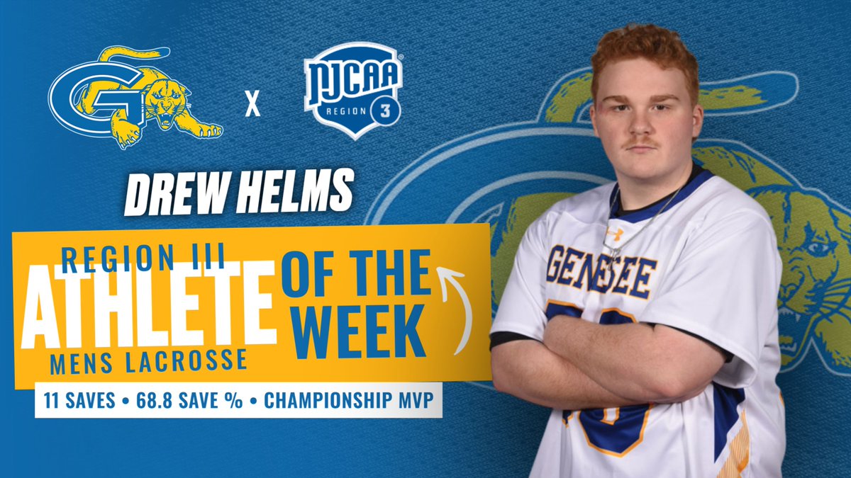 GCCSports's tweet image. Congratulations to Drew Helms for earning Region III's Lacrosse AOTW!! #CougarPride